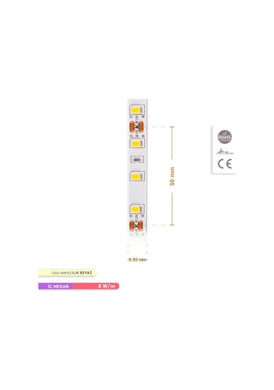 ACK Şerit LED 60 Led'li 4000K Ilık Beyaz 7W 5 Metre AS01-008