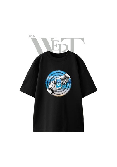 Thewert Eller Deniz Sanati Tasarım Baskılı Ünisex Siyah Oversize T-shirt
