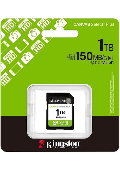 Kingston Sds3-1tb 1tb Sdxc Canvas Select Plus Gen3 150mb-s C10 Uhs-ı U3 V30 Hafıza Kartı