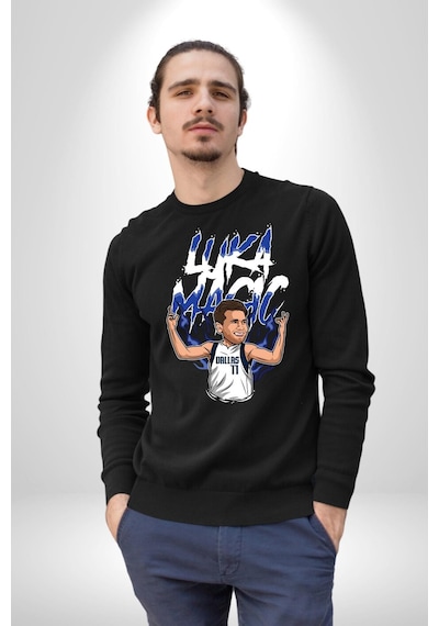Luka Luka Doncic Basketboll Dallas Unisex Siyah Sweatshirt Siyah