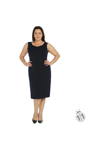 Nidya Moda Büyük Beden Krep Elbise-4065Kl Lacivert