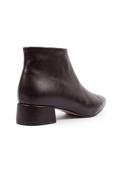 V.s.h Velvet Velar Kadın Kahverengi Cilt Sivri Burun Alçak Blok Topuklu Yandan Fermuarlı Kısa Bot 4 Cm Topuk-2591