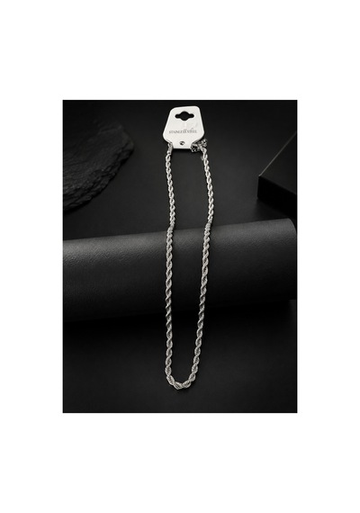 Gümüş Renk Çelik Erkek Zincir Kolye 50cm 4mm Gümüş - 909136221 Gümüş