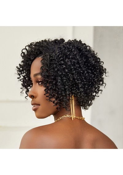 Siyah Kısa Afro Yan Tül Peruk - Zmff-582325 Çok Renkli