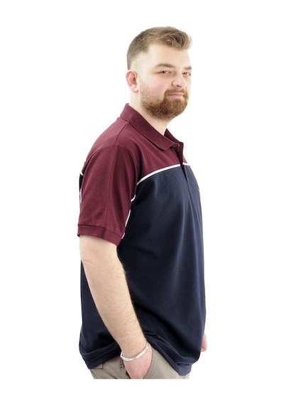Mode Xl Büyük Beden Erkek T-shirt Polo Yaka Renk Bloklu Deer U24324 Lacivert Lacivert