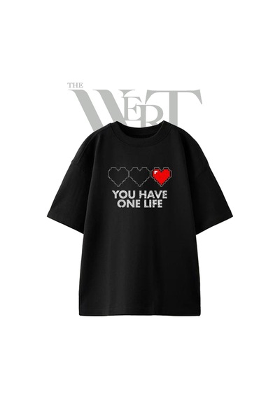 Thewert Pixel Game Life Tasarım Baskılı Ünisex Siyah Oversize T-shirt