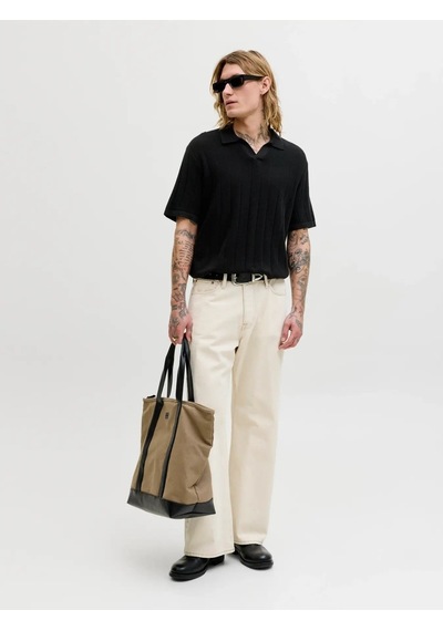 Jack & Jones Jjebradley Knit Split Neck Ss Sn Erkek T-shirt-32834 Siyah