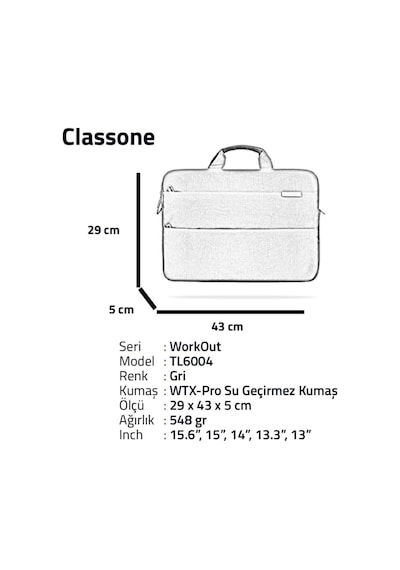 Classone Workout Tl6004 15.6" Su Geçirmez Kumaş