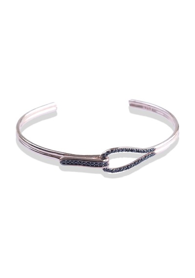 Düğüm Taşlı Rose Gold Kaplama Gümüş Kelepçe Gümüş