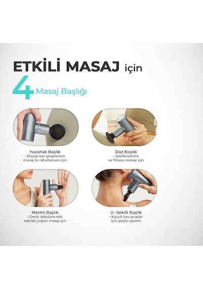 Skg F3 Masaj Tabancası, Yeşil, 4 Darbe Yoğunluğu, Farklı Bölgelerde Kullanıma 4 Modüler Masaj Başlığı Yeşil