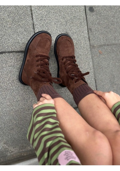 Kahve Süet Otis İçi Kürklü Barefoot Bağcıklı Kadın Bot-6531 Kahverengi