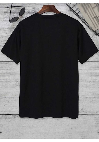 Kozia Outdoors Dikey Baskılı O Yaka Oversize Unisex Basic T-shirt SIYAH