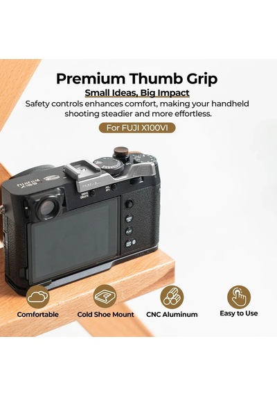 Freewell Fuji X100vı Thumb Grip With Cold Shoe Mount Gri