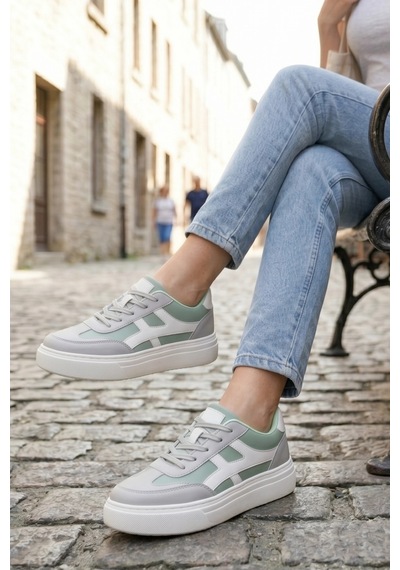 In Step Meengi Unisex Beyaz Yeşil Detaylı Günlük Spor Ayakkabı - Sneaker