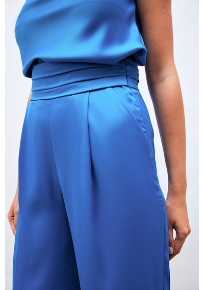 Sateen Cepli Salaş Saten Pantolon - İndigo-134230 İndigo