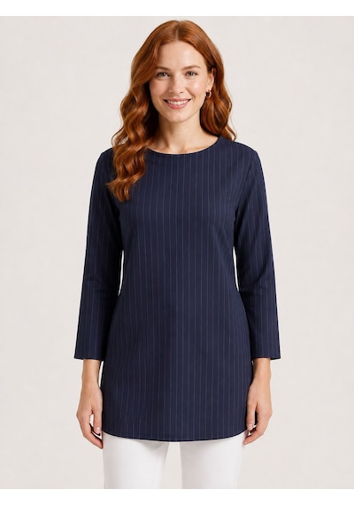 Neden Tekstil Kadın Lacivert Çizgili Oversize Bluz