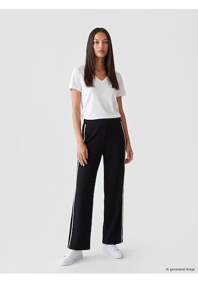 Lcw Modest Siyah Şeritli Soft Touch Kadın Eşofman Altı