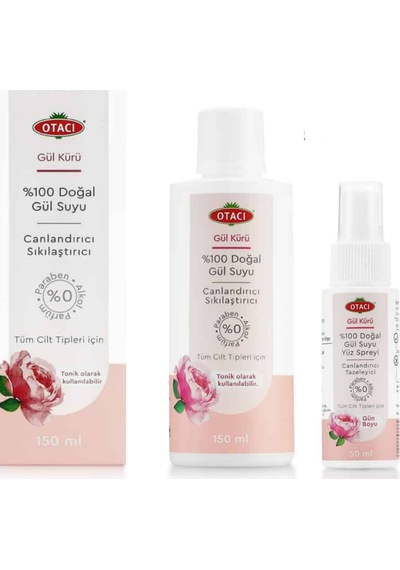 Otacı Doğal Gül Suyu 150 ML + Doğal Gül Suyu Yüz Sprey