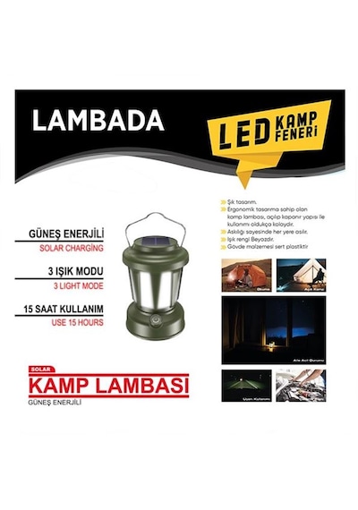 Lambada Kamp Lambası Feneri Güneş Enerjili