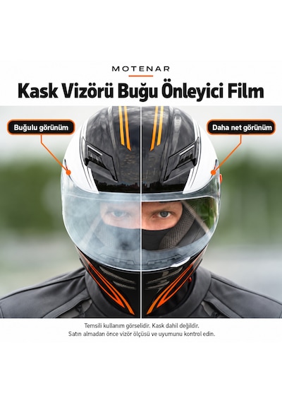 Motenar Motosiklet Kask Vizörü Buğu Önleyici Şeffaf Film Pinlock 1 Adet