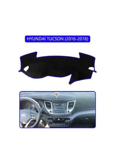 Hyundai Tucson 2016-2018torpido Koruma Halısı Mavi Kenar