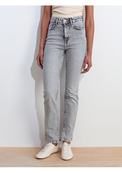 Dilvin 71793 Yanı Yırtmaçlı Comfort Likra Denim Pantolon-gri Gri