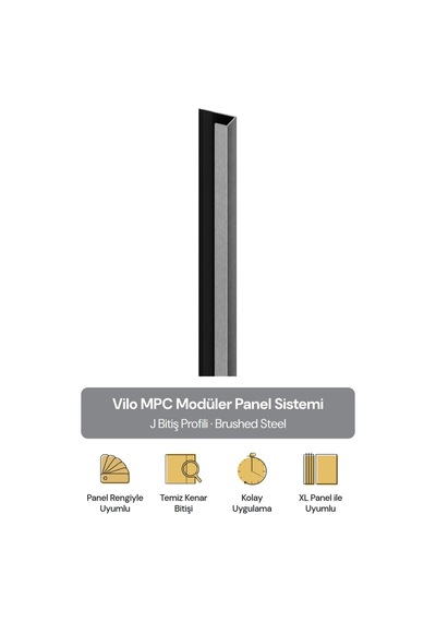 Vilo Mpc J Bitiş Profili Brushed Steel 300cm Xl Duvar Paneli Kenar Ve Dış Köşe Bitişi