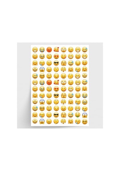 Karışık Emoji, Duygu Ve Yüz İfadesi Sticker Seti, 960 Adet Abanoz