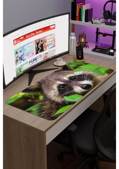 Rakun Kaymaz Dikişli Kauçuk Oyuncu Mousepad V3 - 90x40 Xxl Gaming Mouse Pad Fare Altlığı