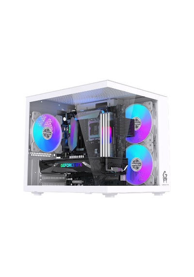 Gm-x1 Tuştan Değişmeli 3x Rgb Fanlı Gaming Mini Akvaryum M-atx Beyaz Kasa