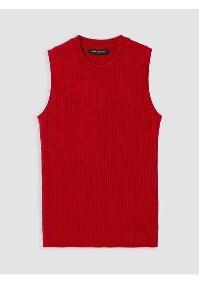 Lcw Comfort Kırmızı Bisiklet Yaka Kadın Triko Süveter