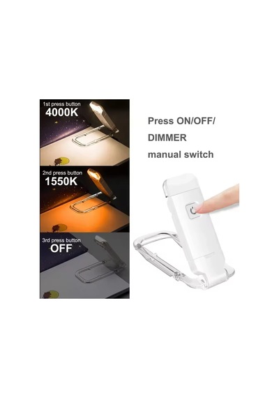 Beyaz Renk Kitap Okuma Işığı Kitap Ayıracı Usb Şarjlı