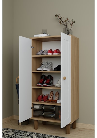 Ayka Membran Kapaklı 5 Raflı Ayakkabı Ve Çok Amaçlı Dolap Beyaz - Ceviz 129 Cm Ceviz-beyaz Ayka Membran Kapaklı 5 Raflı Ayakkabı Ve Çok Amaçlı Dolap Beyaz - Ceviz 129 Cm Ceviz-beyaz