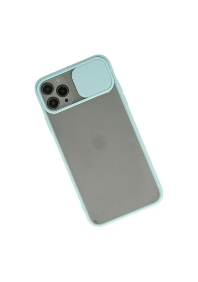 Apple  Uyumlu - iPhone 11 Pro Max Kılıf Palm Buzlu Kamera Sürgülü Silikon - Turkuaz Çok Renkli