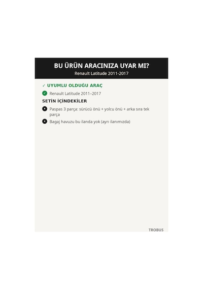 Renault Latitude 2011-2017 Uyumlu 8d Çift Katmanlı Havuzlu Paspas Kapitone Deri Siyah