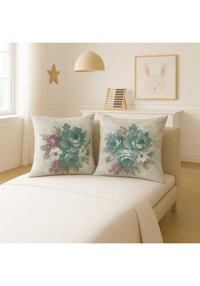 Dijital Baskı Bitki Ve Yaprak Desenli Dekoratif Yastık Kılıfı 45x45 Cm Fermuarlı, Yıkanabilir, Modern Doğal Diğer