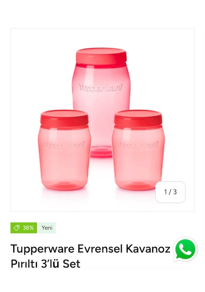 Tupperware Evrensel Kavanoz Set Kırmızı