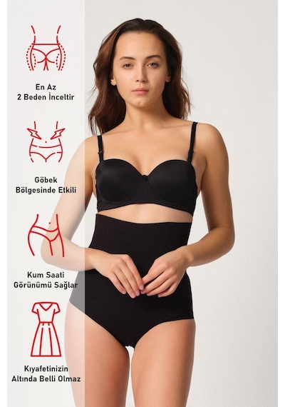 Siyah Mı Emay 2708 Lazer Yüksek Bel Kesim Slip Korse Siyah