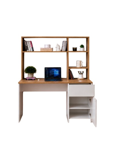 Rudu Asel Çalışma Bilgisayar Masası 104x51x150 Cm Raflı 1 Çekmeceli 1 Kapaklı Beyaz Rudu Asel Çalışma Bilgisayar Masası 104x51x150 Cm Raflı 1 Çekmeceli 1 Kapaklı Beyaz