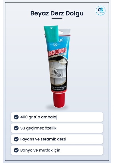 Beyaz Derz Dolgu 400 Gr Banyo Mutfak Fayans Onarım Macunu Su Geçi