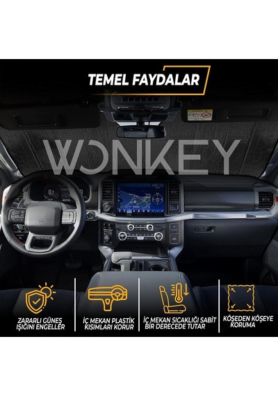 Wonkey - Katlanabilir Metalize Ön Cam Oto Araba Güneşliği, Araç Isı Koruyucu Güneşlik 140x70cm Genel