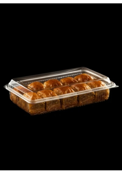 Kullan At Tek Kullanımlık Plastik Sızdırmaz 500 Gr Cc Şeffaf Baklava, Güllaç Saklama Kabı - 25 Adet
