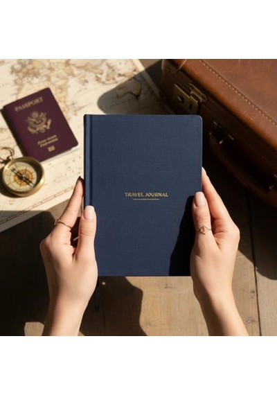 Fark Tanıtım Travel Journal Sert Kapaklı Seyahat Günlüğü, A5 Boyutunda, Planlama & Anı Alanı Anı Defteri Lacivert Açık Gri