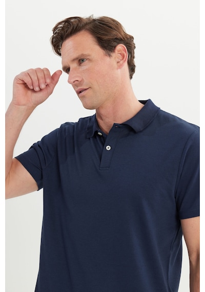 AC&Co / Altınyıldız Classics Erkek Lacı-lacı Pamuklu Slim Fit Dar Kesim Polo Yaka Tişört Lacivert