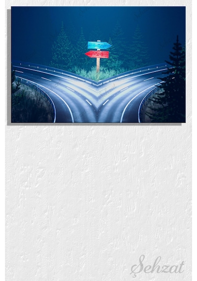 Yatay Kanvas Duvar Tablosu Ofis Yol Ayrımı Karar Verme Strateji Yol Haritası Seçim Çok Renkli