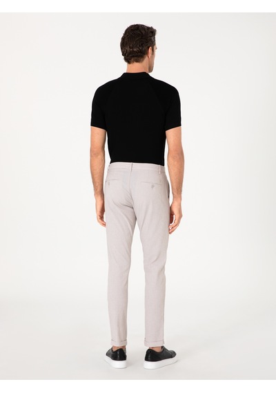 Cacharel Bej Slim Fit Gofreli Beli Bağcıklı Spor Pantolon