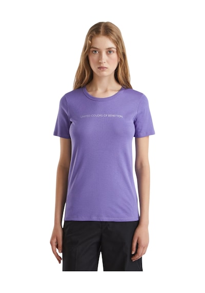 United Colors Of Benetton Kadın Benetton Yazılı Basic T-shirt Mavi