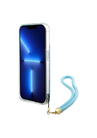 Apple Uyumlu iPhone 15 Pro Kılıf Guess Lisanslı Yazı Logolu Askı İpli Holografik Glitter Peony