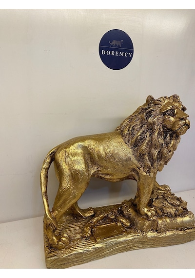 Doremcy Dekoratif Tablalı Aslan Biblo Gold