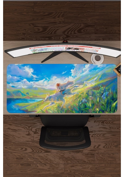 Mononoke Hime Anime V3 - 90x40 Xxl Gaming Kauçuk Kaymaz Taban Mouse Pad Fare Altlığı